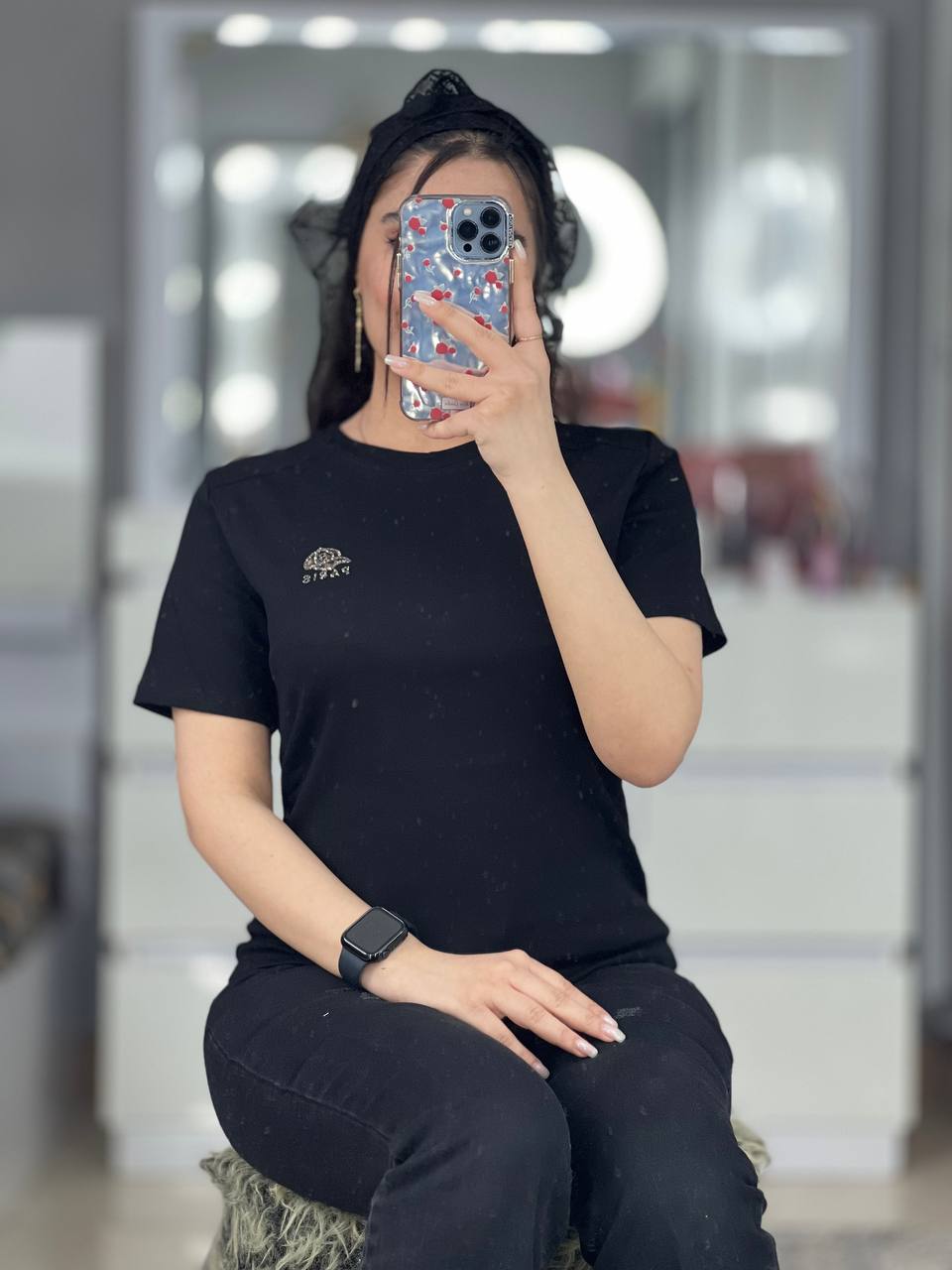 تیشرت تک نگینی طرح کلاه کد ۲۲۵۲